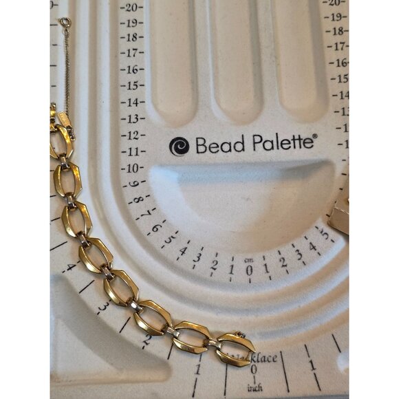 Monet Gold-Tone Link Bracelet With Safety Chain - Vintage Style Jewelry Accessor - Picture 3 of 10